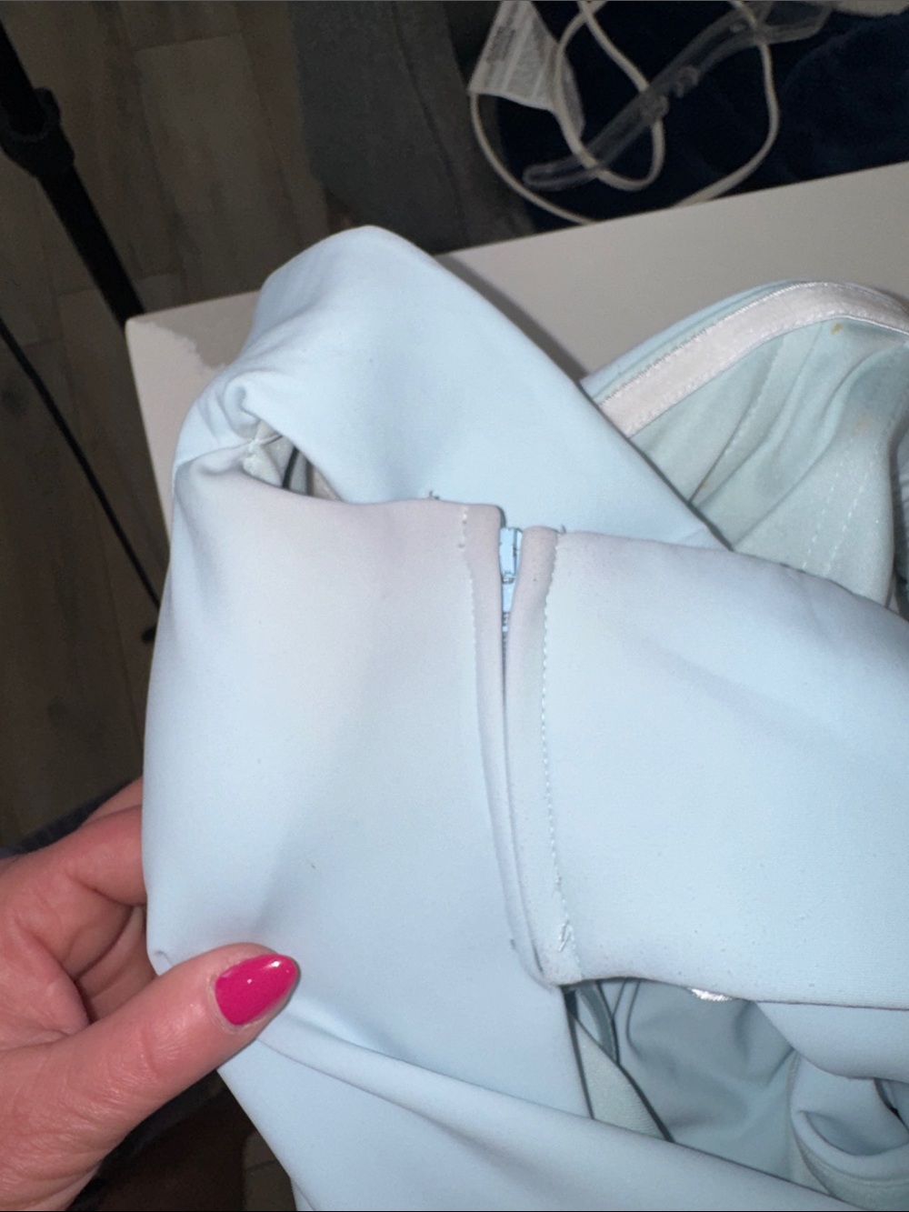 Ashley Lauren Off-Shoulder Light Blue Dress - Picture 6 of 7